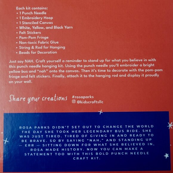 Kids Crafts ~ Brave Like Rosa ~ “Nah” Punch Needle Art Kit ~ NIB - Picture 4 of 6